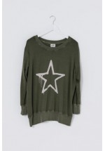 A Postcard From Brighton Suzee Melting Star Print Sweat (Olive)